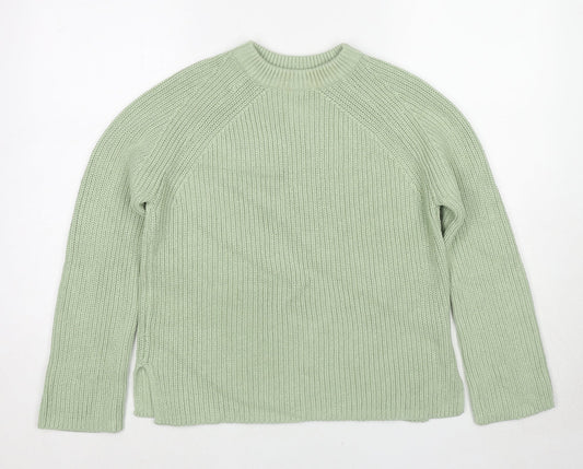 Marks and Spencer Womens Green Round Neck Cotton Pullover Jumper Size S
