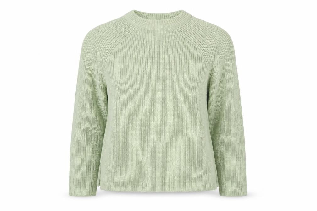 Marks & Spencer Womens Green Round Neck Cotton Pullover Jumper Size S