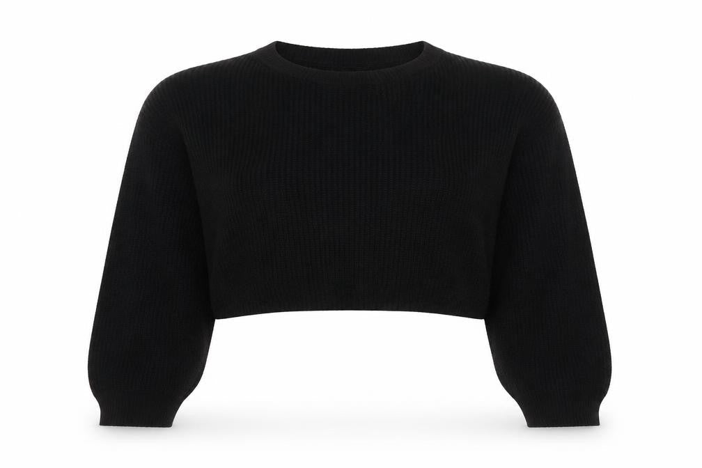 Missguided Womens Black Round Neck Polyester Pullover Jumper Size S - Size S-M Cropped