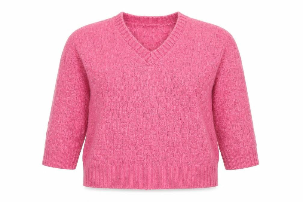 Marks & Spencer Womens Pink V-Neck Acrylic Pullover Jumper Size L