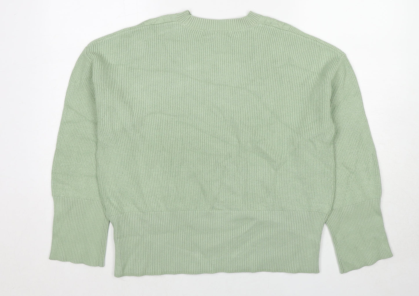 Marks and Spencer Womens Green Round Neck Viscose Pullover Jumper Size M