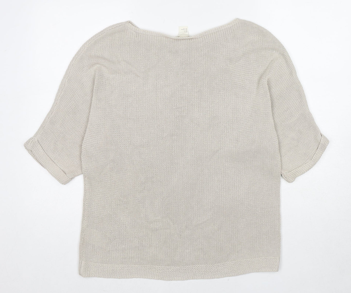 H&M Womens Beige Round Neck Acrylic Pullover Jumper Size S