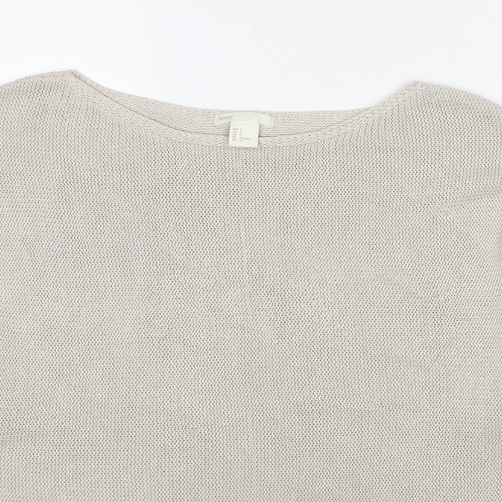 H&M Womens Beige Round Neck Acrylic Pullover Jumper Size S