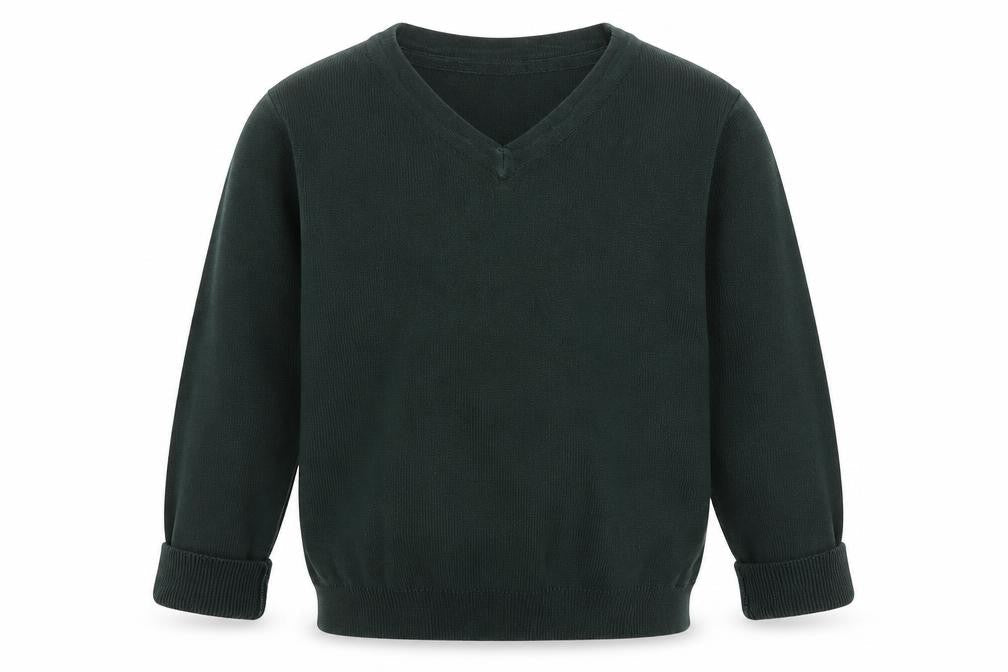 John Lewis Boys Green V-Neck Cotton Pullover Jumper Size 5-6 Years Pullover