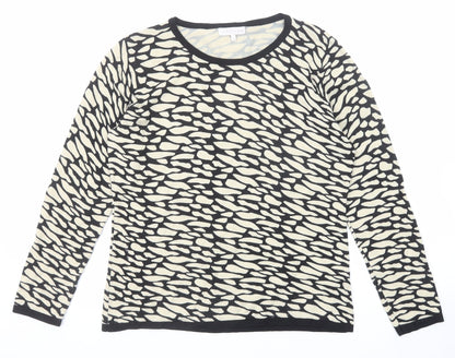 Lakeland Womens Beige Round Neck Geometric Viscose Pullover Jumper Size 12