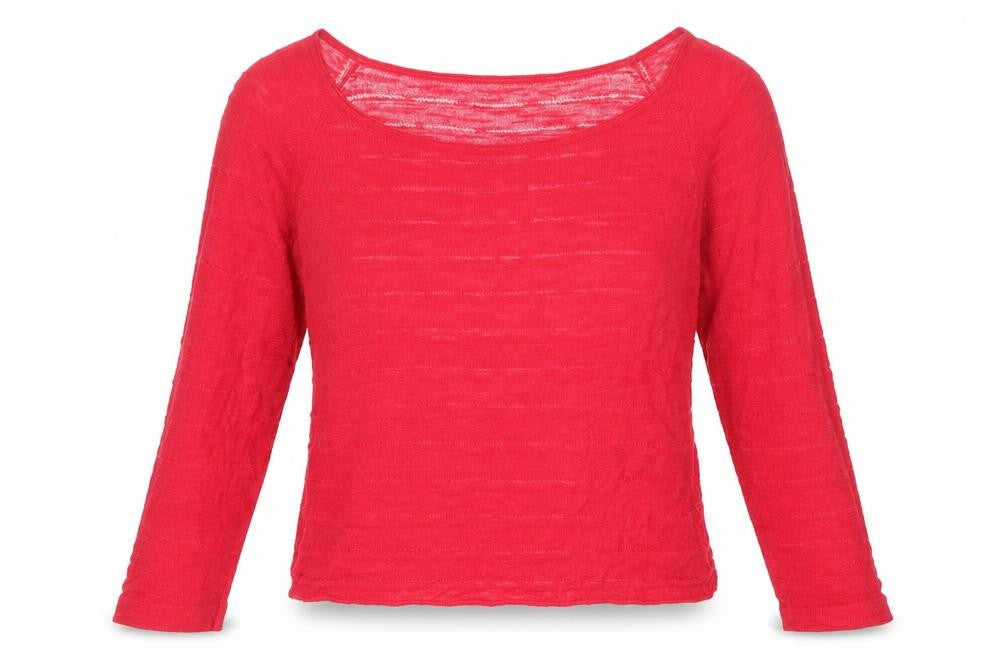 Sandwich Womens Red Viscose Basic Blouse Size L Round Neck