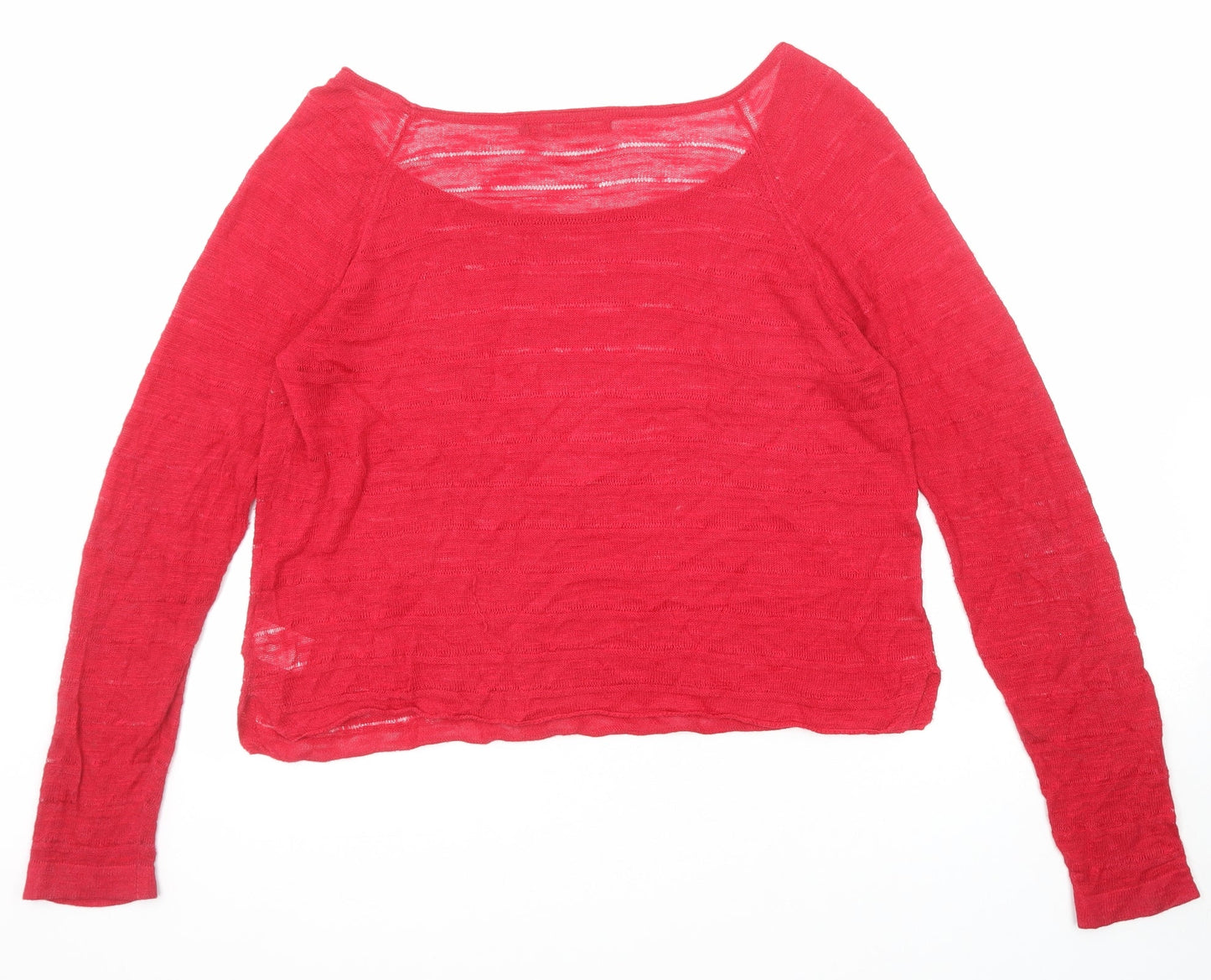Sandwich Womens Red Viscose Basic Blouse Size L Round Neck