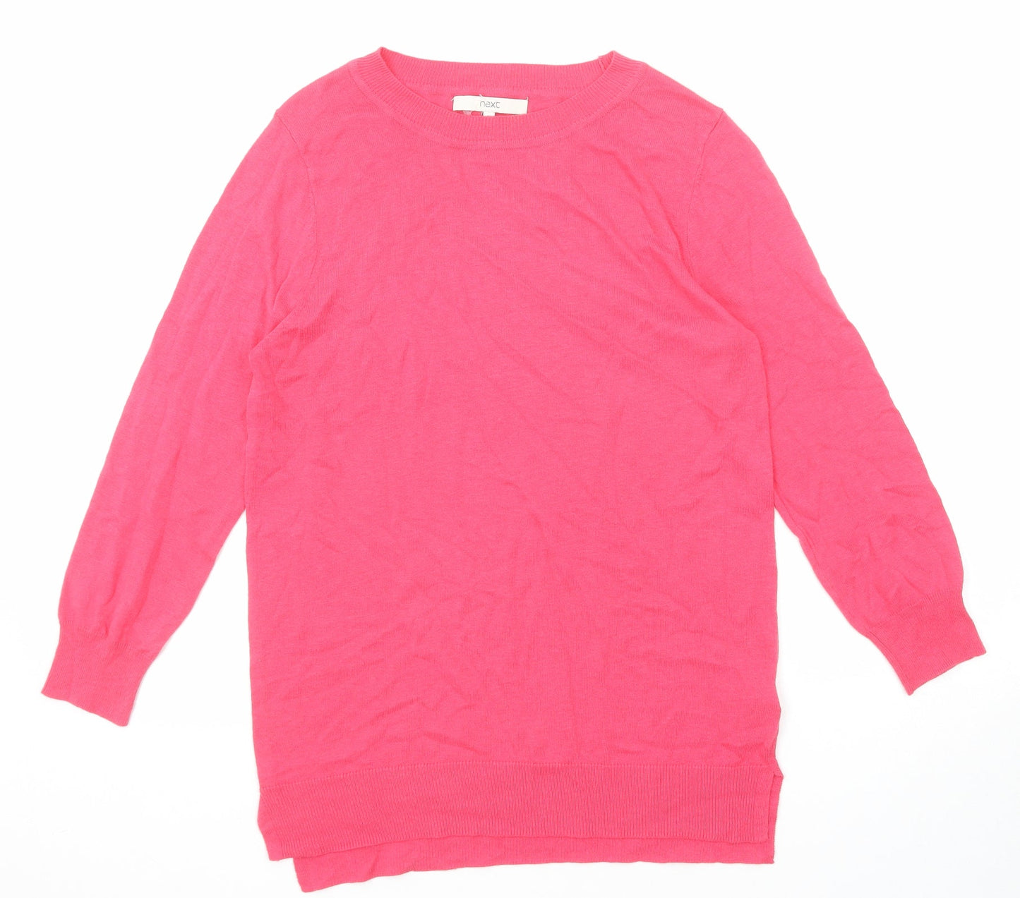 NEXT Womens Pink Round Neck Cotton Pullover Jumper Size 10