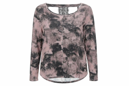 Next Womens Purple Geometric Viscose Basic Blouse Size 12 Round Neck - Lace Details
