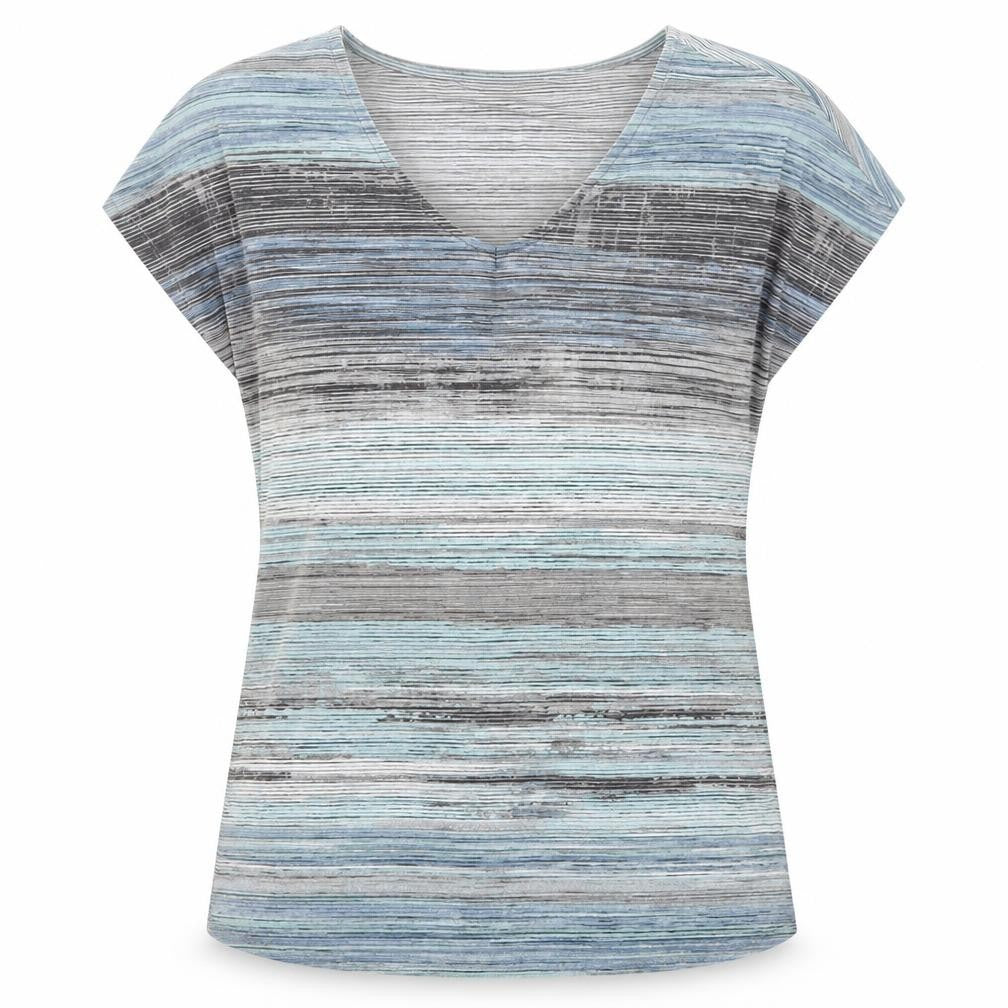 fransa Womens Multicoloured Geometric Polyester Basic T-Shirt Size S V-Neck
