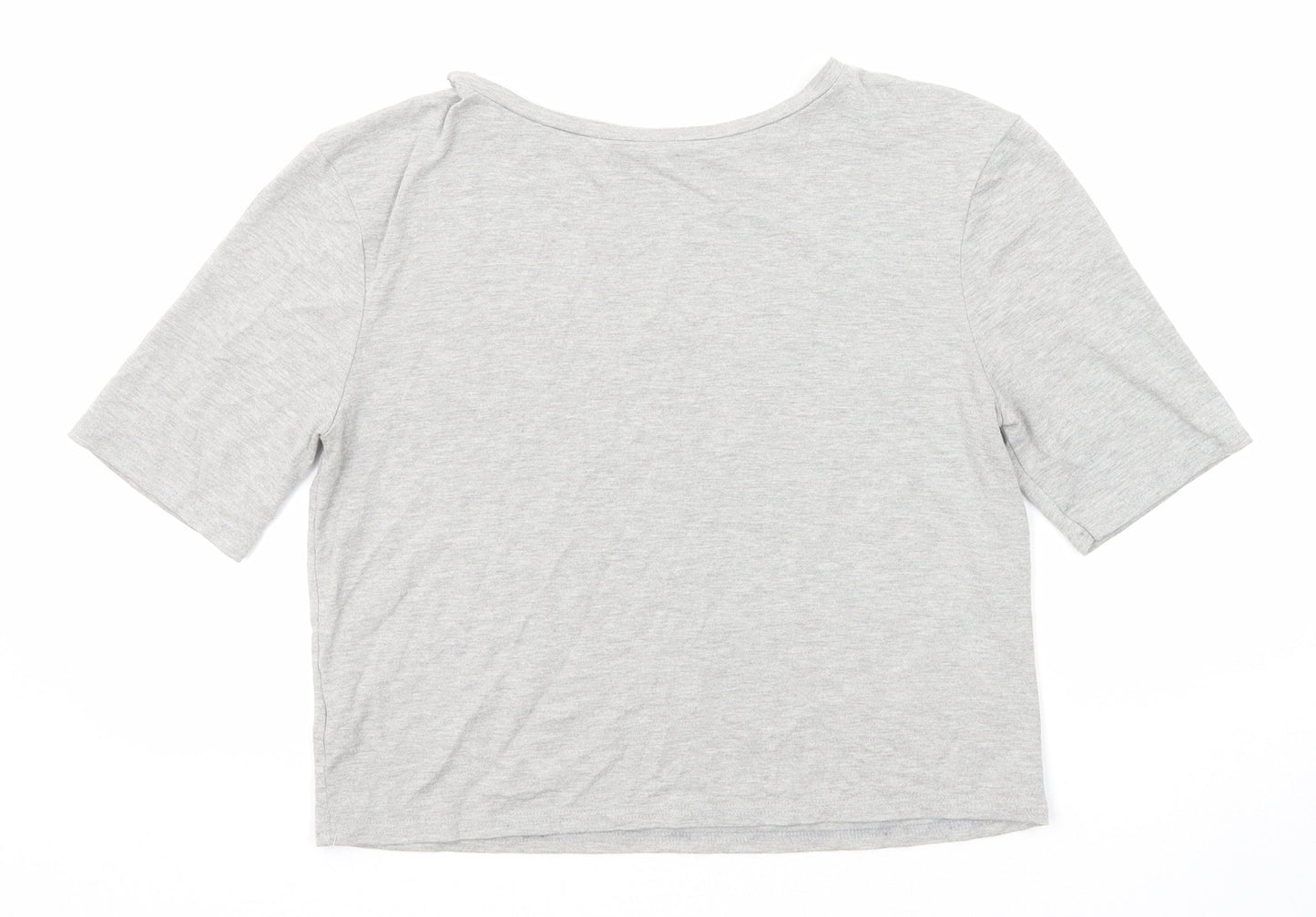 River Island Womens Grey Polyester Basic T-Shirt Size 8 Round Neck - Boutique Couture