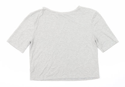 River Island Womens Grey Polyester Basic T-Shirt Size 8 Round Neck - Boutique Couture