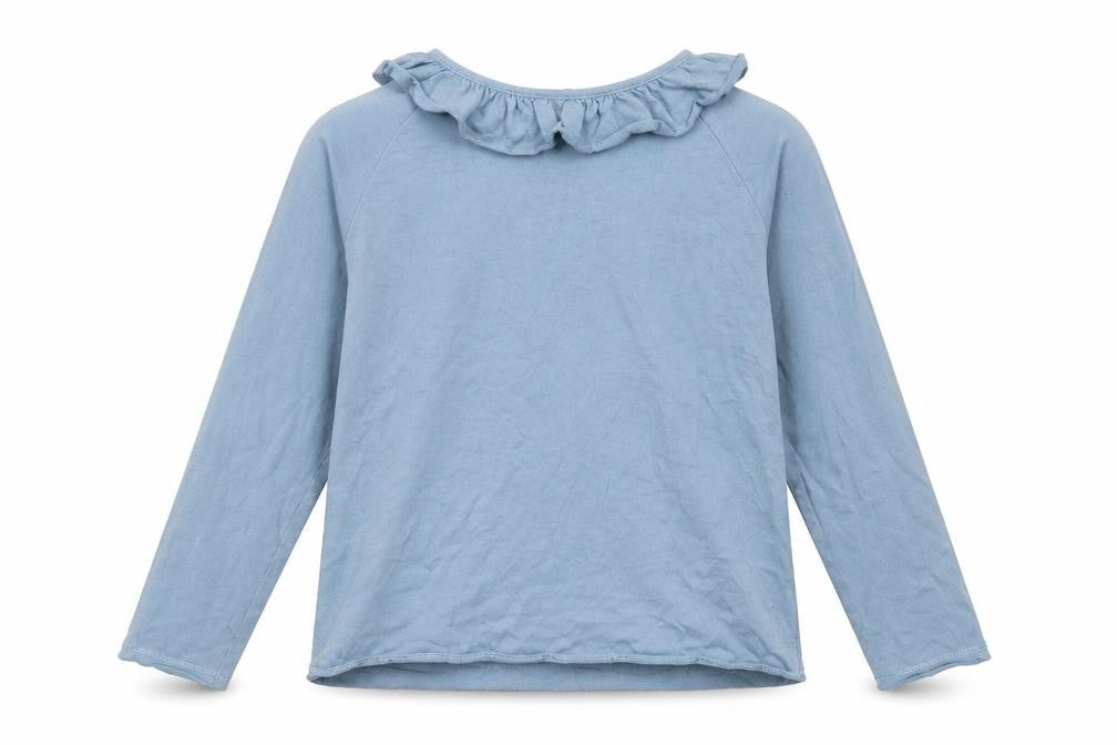 Zara Girls Blue Polyester Basic T-Shirt Size 8 Years Round Neck Button