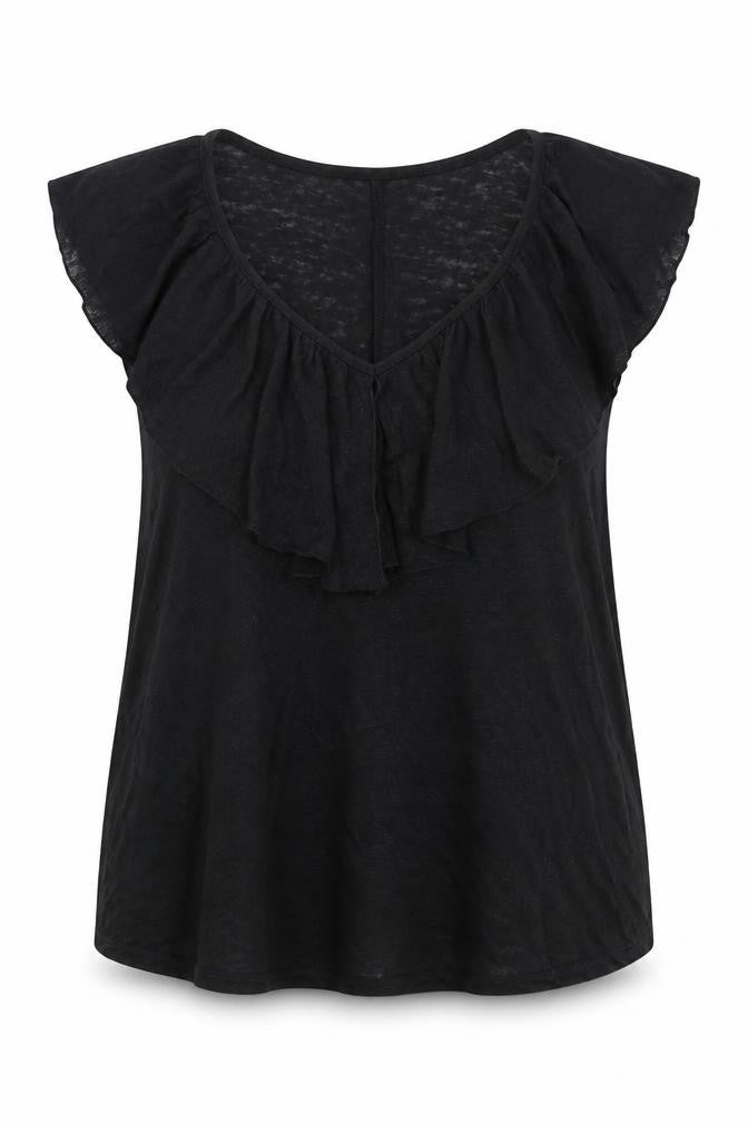 Zara Womens Black Polyester Basic Blouse Size M V-Neck