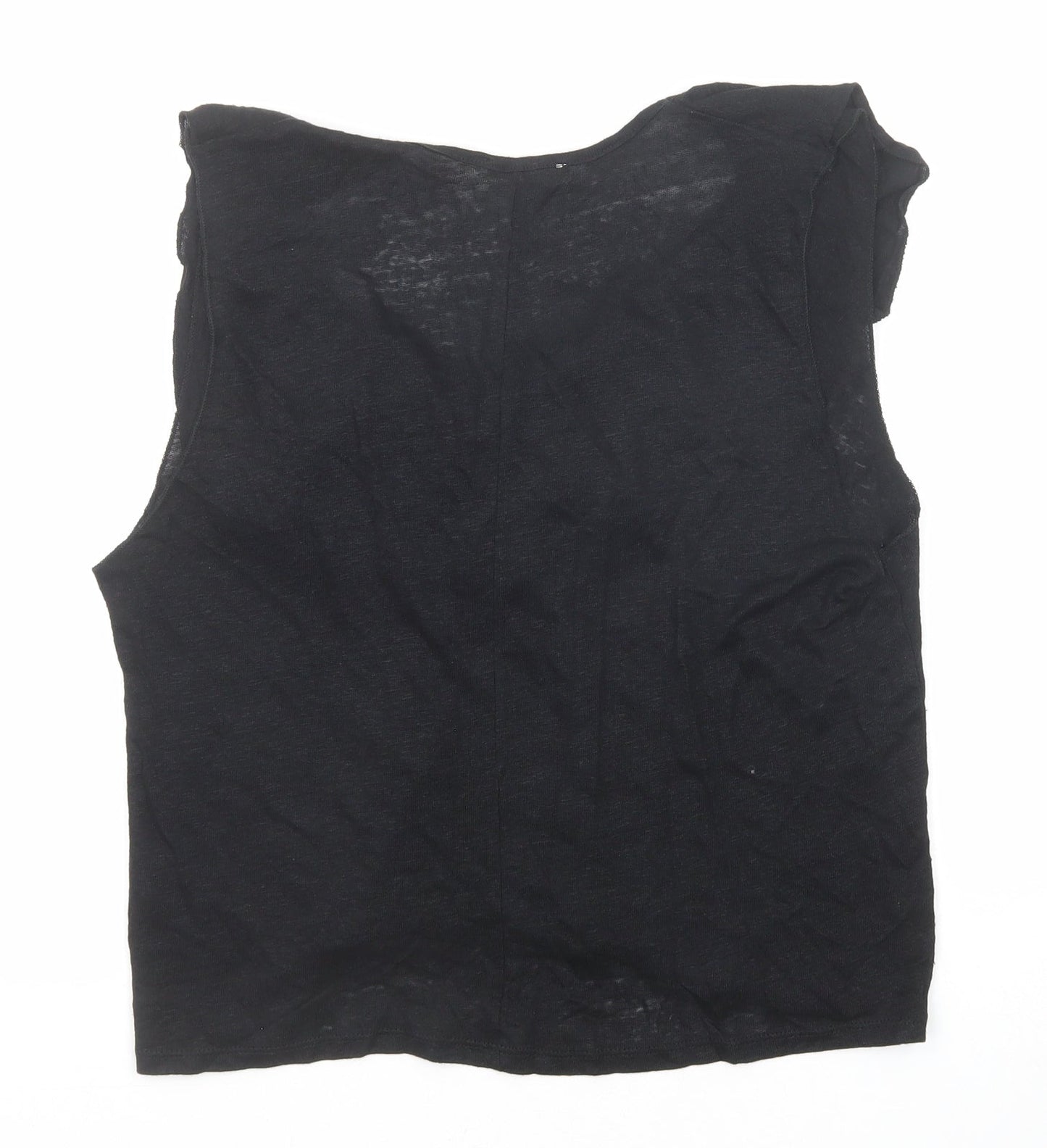 Zara Womens Black Polyester Basic Blouse Size M V-Neck