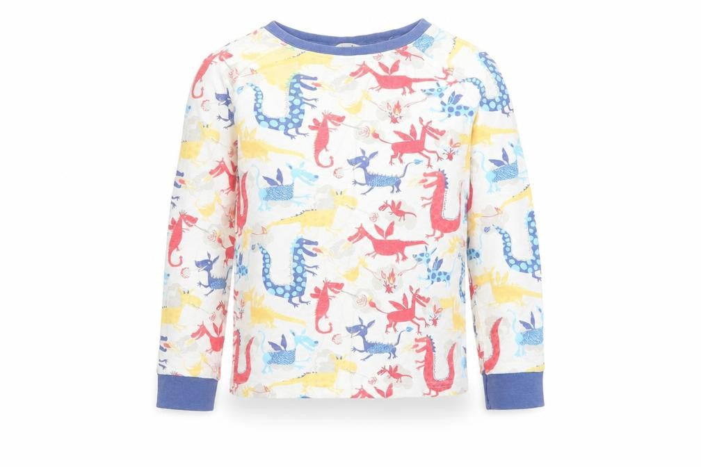 John Lewis Boys Multicoloured Geometric Cotton Basic T-Shirt Size 8 Years Round Neck Pullover - Dragon