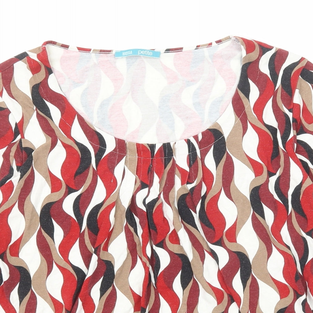 Marks and Spencer Womens Multicoloured Geometric Viscose Basic Blouse Size 12 Scoop Neck
