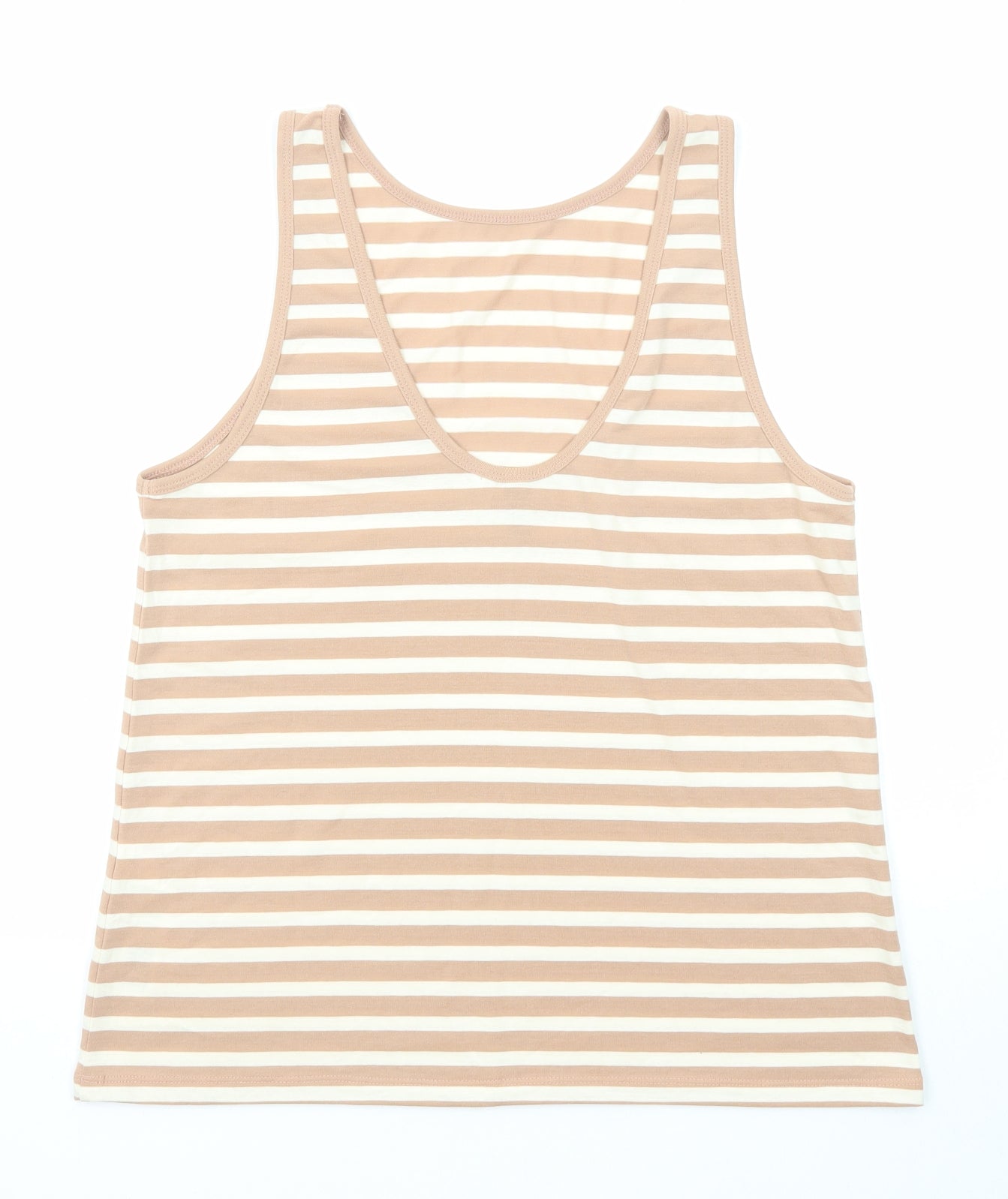 ASOS Womens Beige Striped Polyester Basic Tank Size 8 Boat Neck