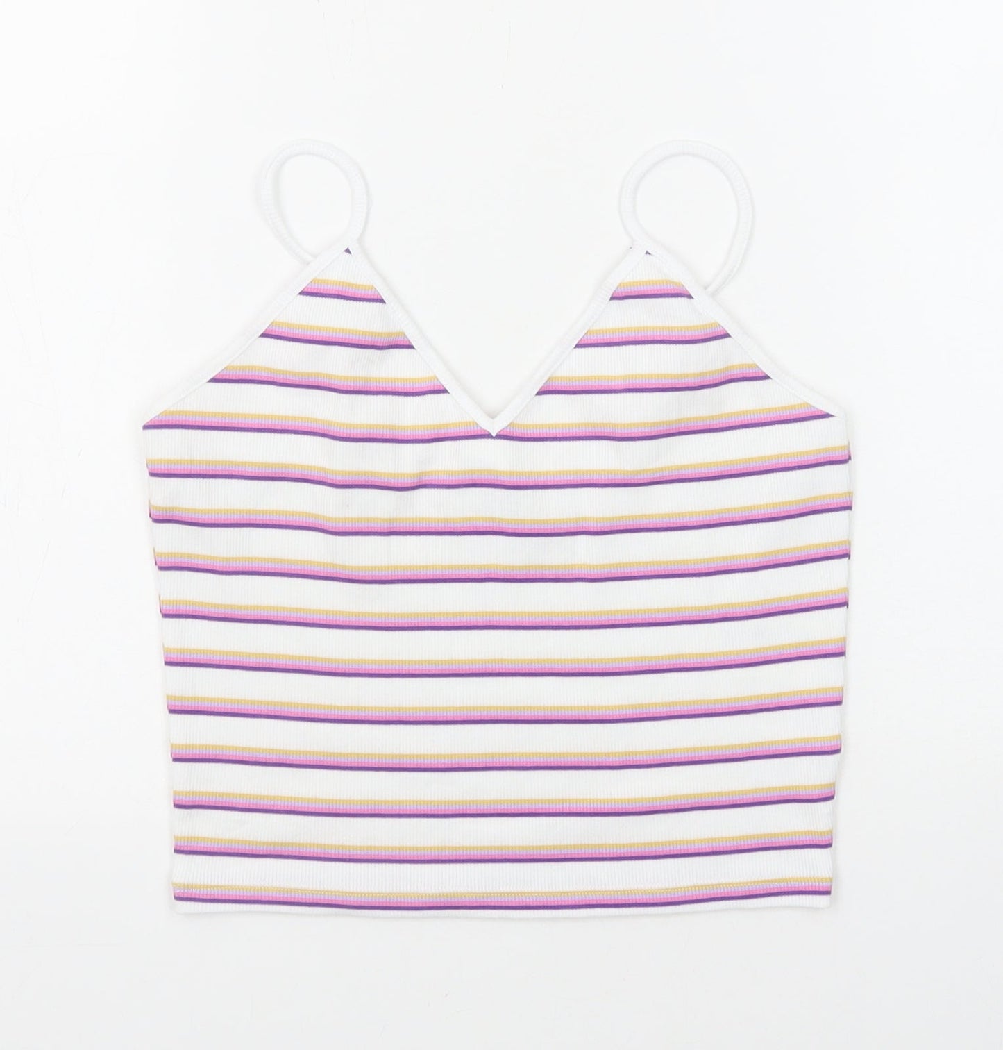 Monki Womens Multicoloured Striped Cotton Camisole Tank Size S V-Neck