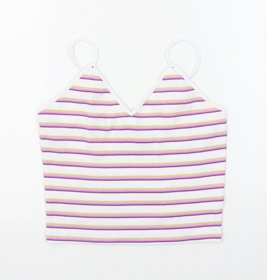 Monki Womens Multicoloured Striped Cotton Camisole Tank Size S V-Neck