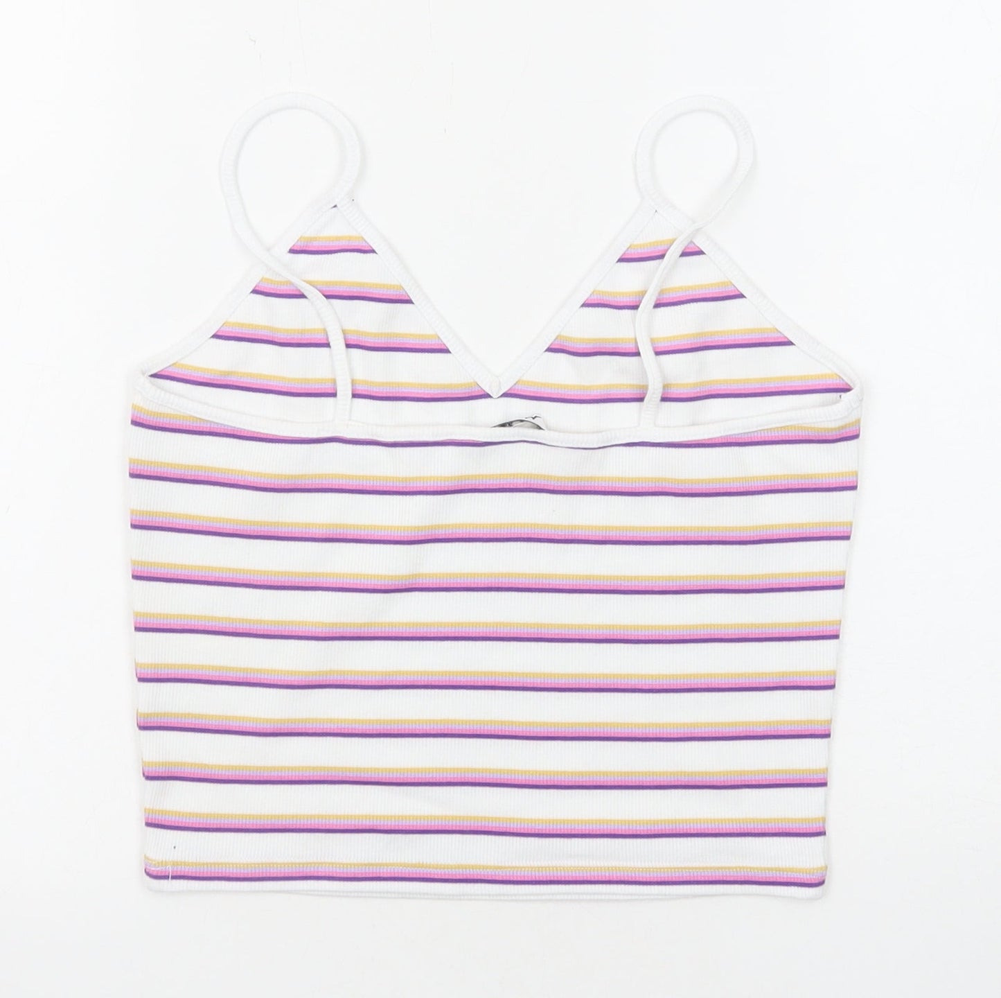 Monki Womens Multicoloured Striped Cotton Camisole Tank Size S V-Neck