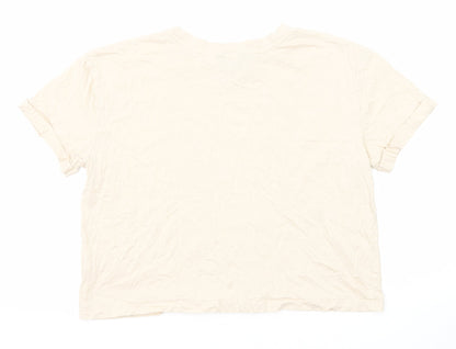 New Look Womens Beige Cotton Basic T-Shirt Size 10 Round Neck