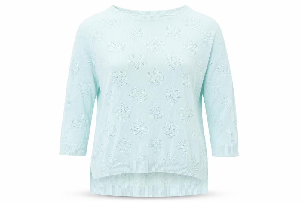 New Look Womens Blue Round Neck Floral Cotton Pullover Jumper Size 8