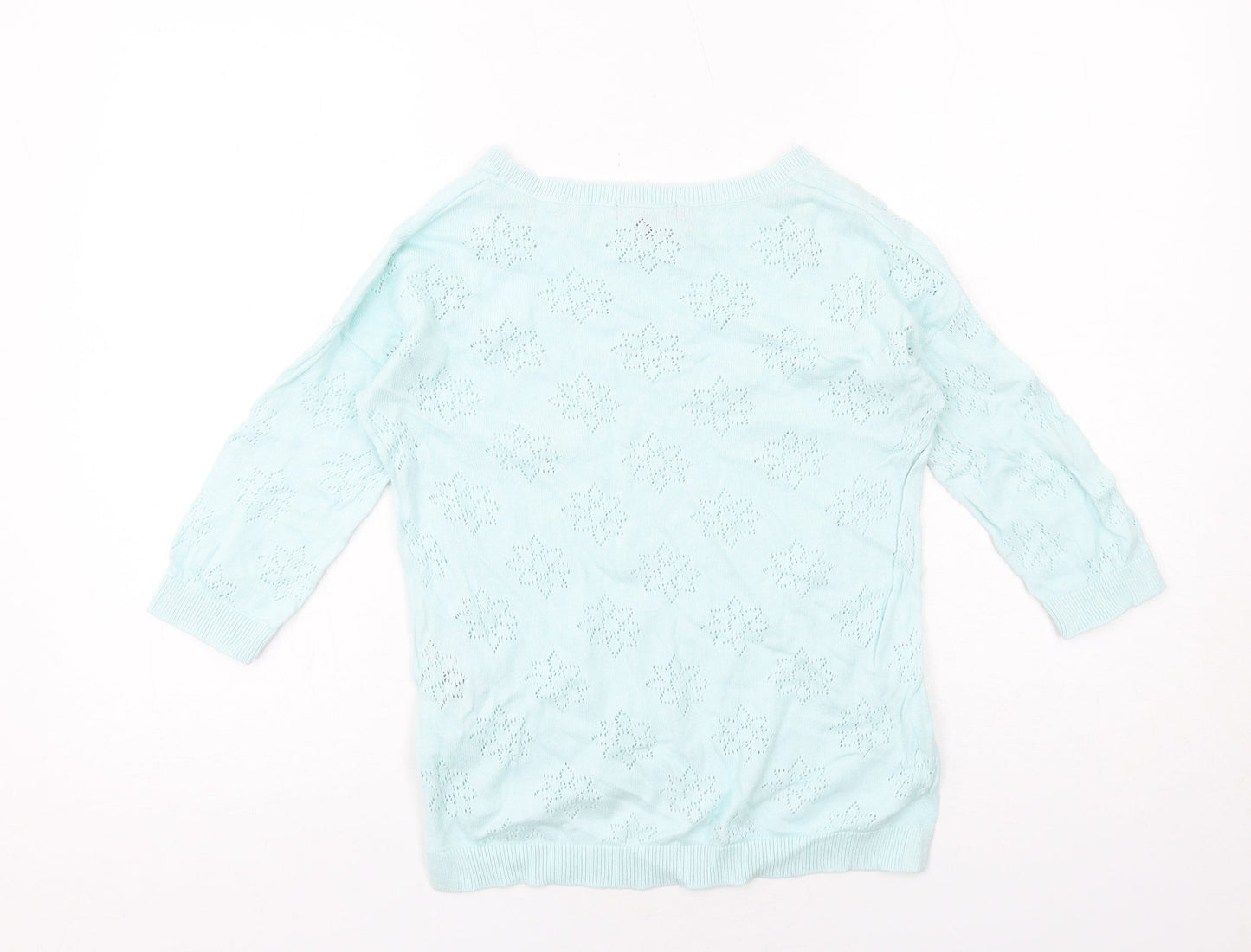 New Look Womens Blue Round Neck Floral Cotton Pullover Jumper Size 8