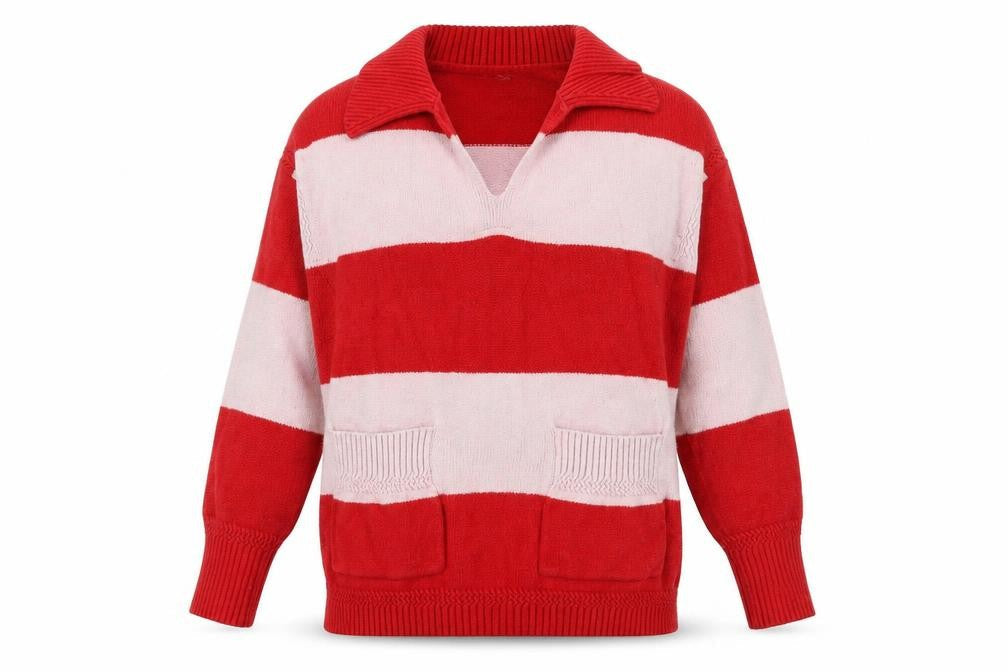 NEXT Womens Red Collared Striped Viscose Pullover Jumper Size S