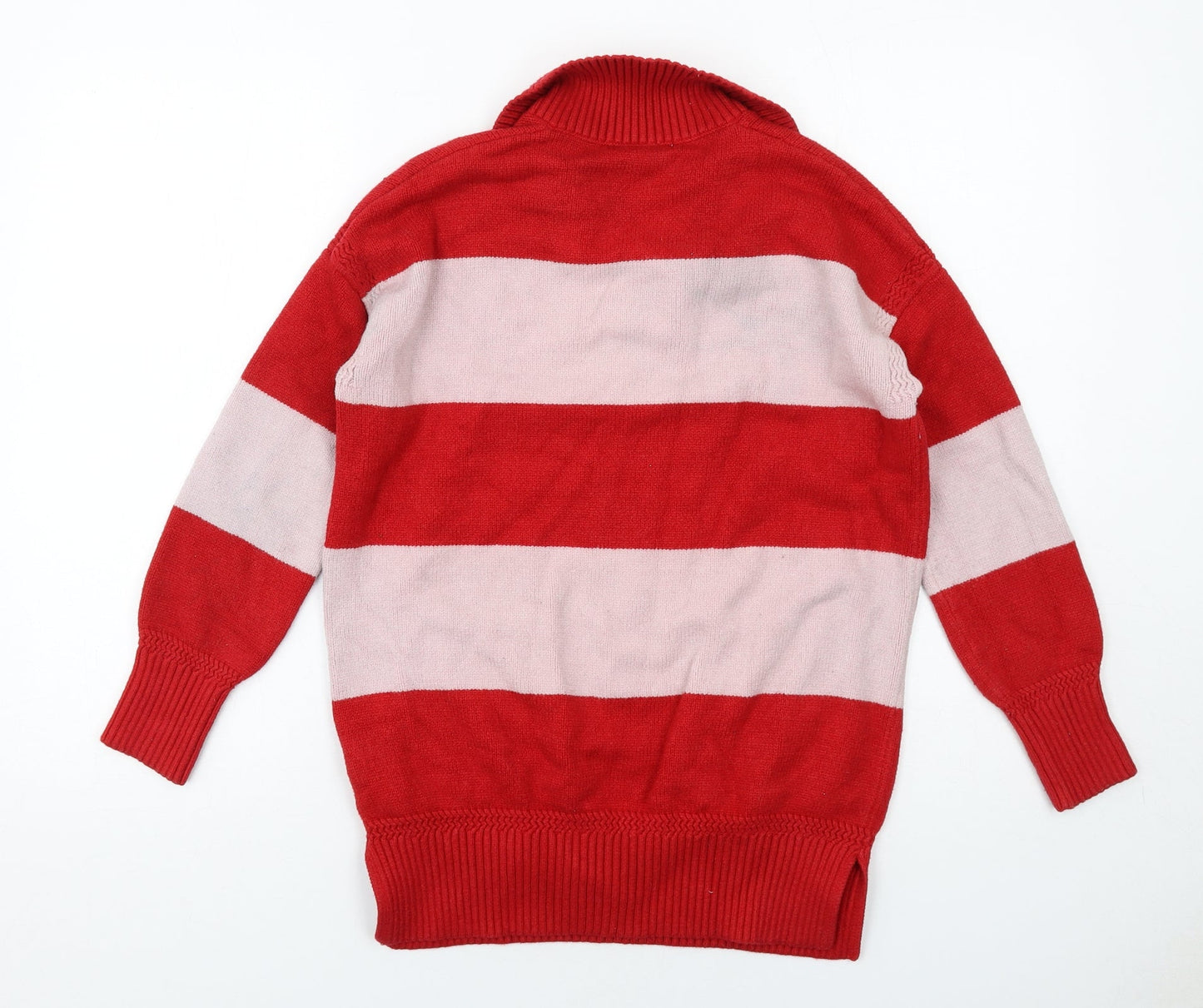 NEXT Womens Red Collared Striped Viscose Pullover Jumper Size S