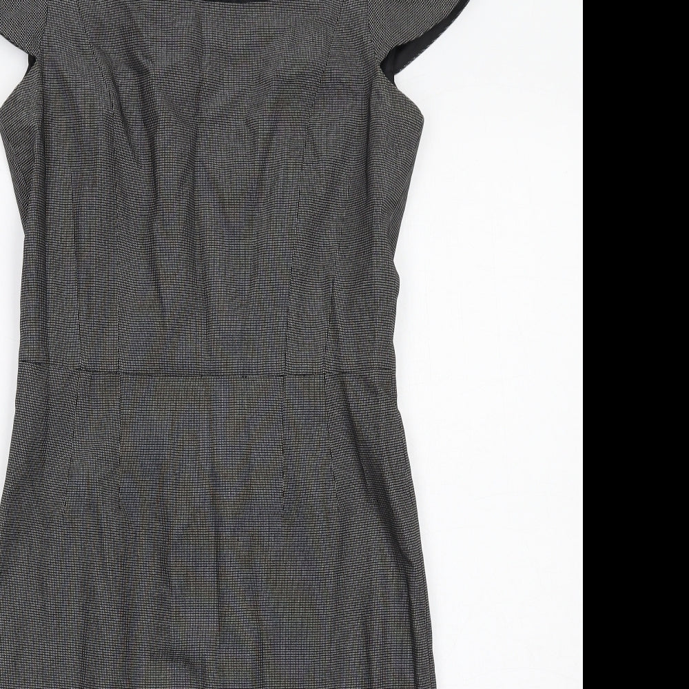 The Collection Womens Black Geometric Polyester Shift Size 6 Square Neck Zip