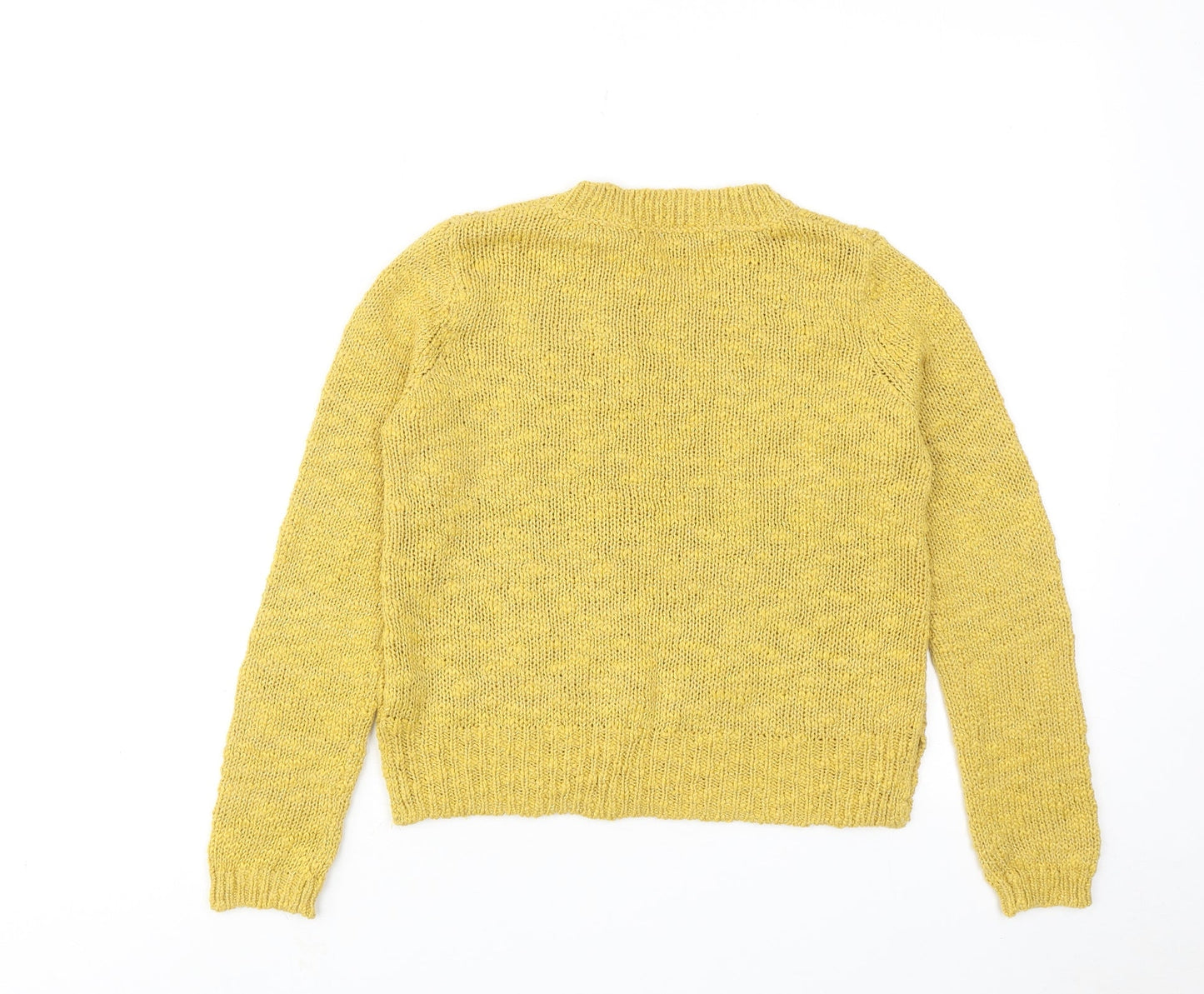 FOREVER 21 Womens Yellow Round Neck Acrylic Pullover Jumper Size S