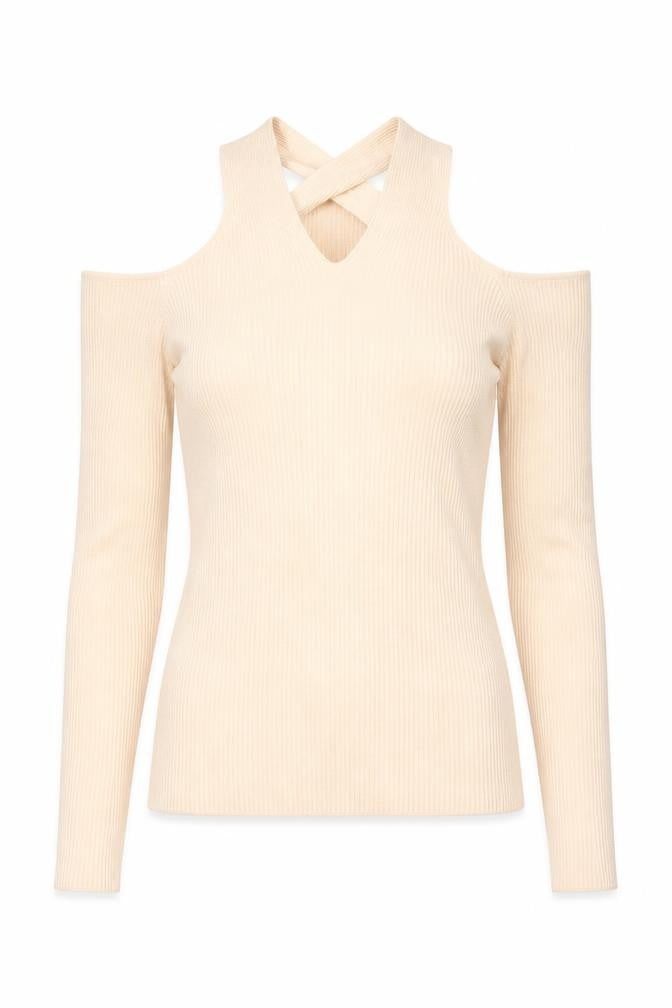 Threadbare Womens Pink Round Neck Viscose Pullover Jumper Size 10 - Cold Shoulder