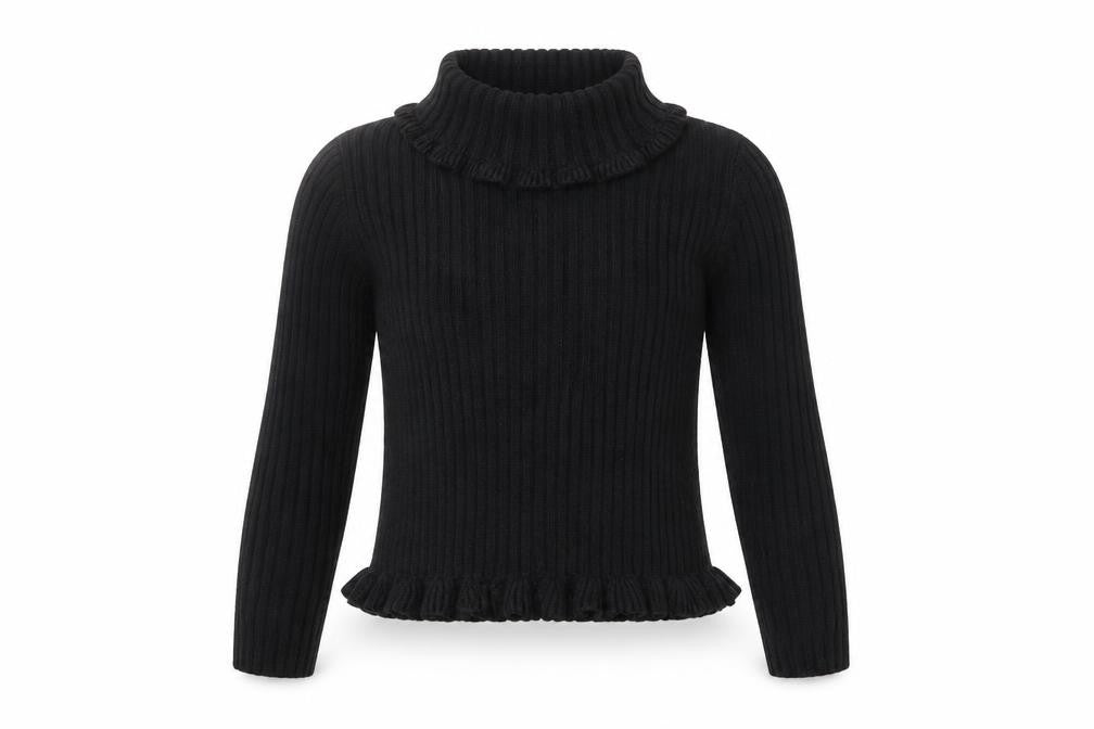 Rachel Zoe Girls Black Roll Neck Acrylic Pullover Jumper Size 7-8 Years Pullover