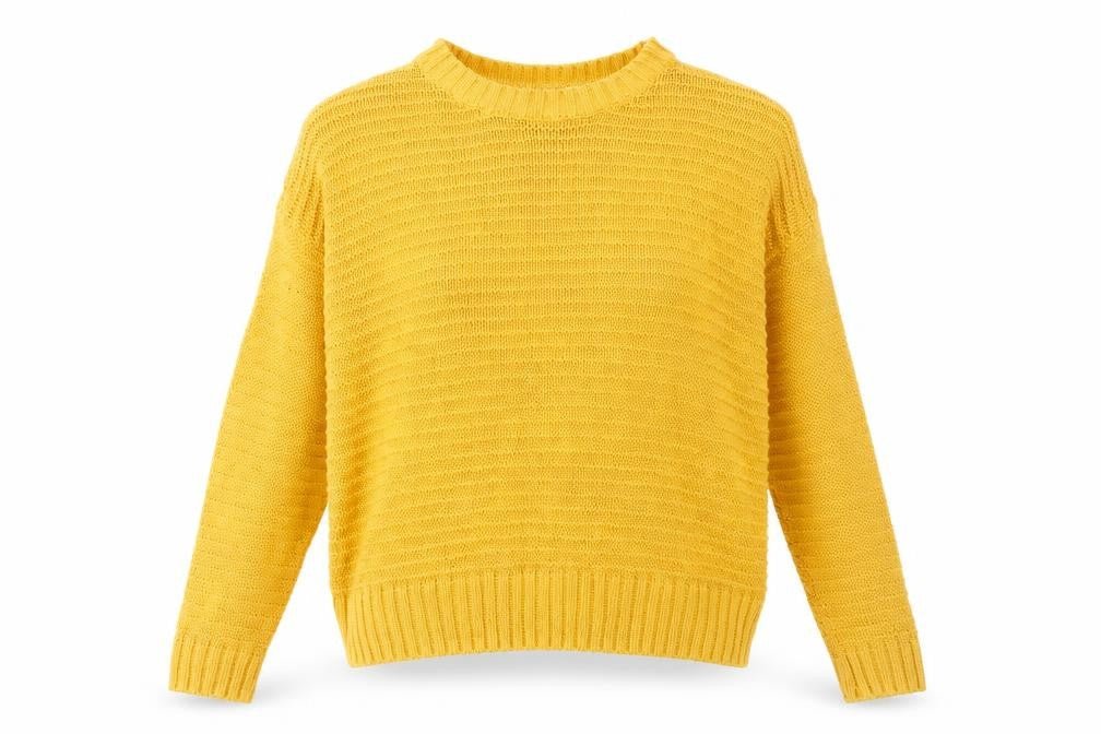 H&M Womens Yellow Round Neck Acrylic Pullover Jumper Size S