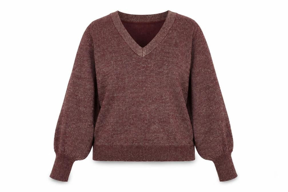 VILA Womens Red V-Neck Acrylic Pullover Jumper Size L