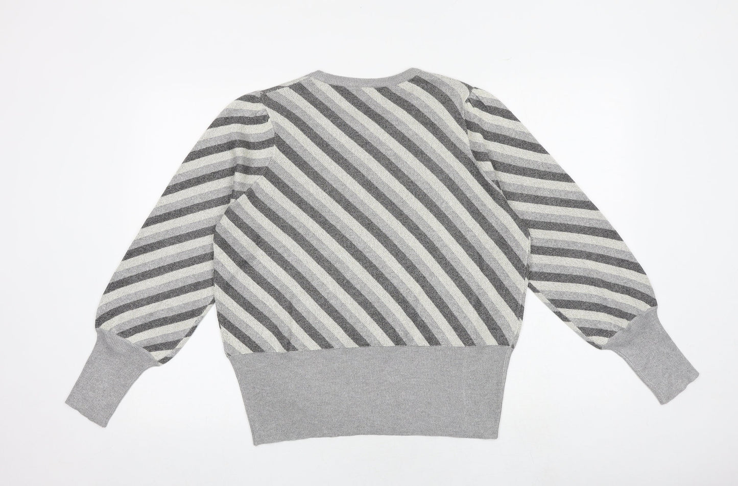 Marks and Spencer Womens Multicoloured Round Neck Striped Viscose Pullover Jumper Size 14