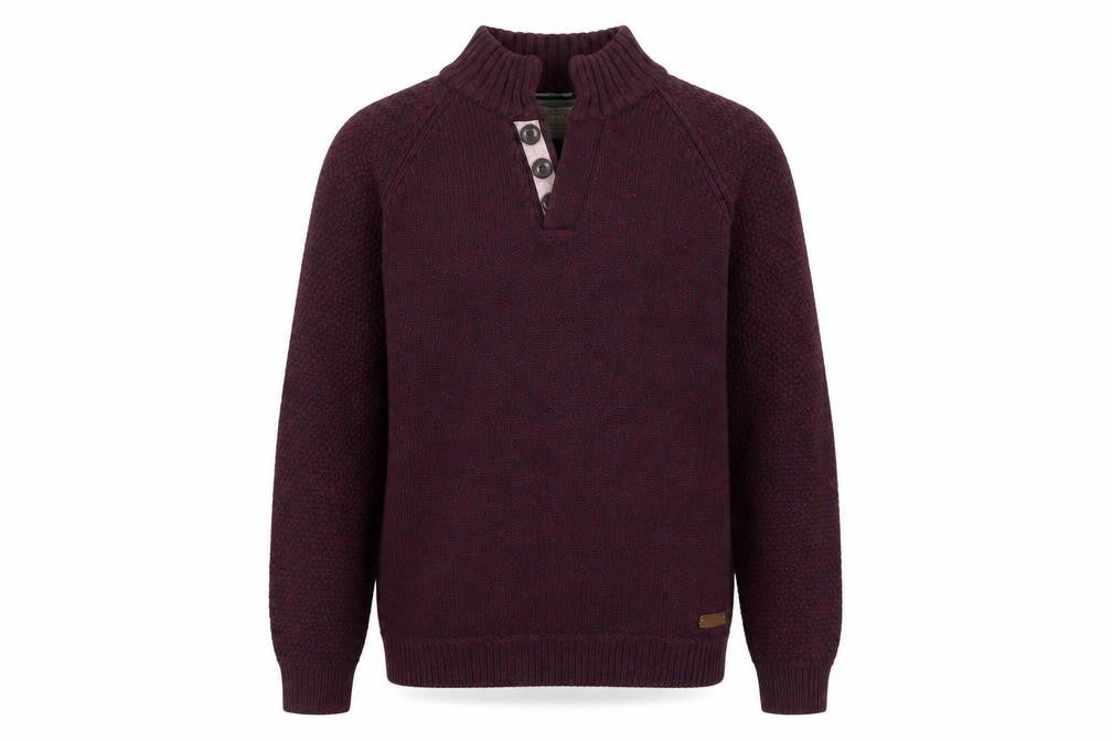 Burton Mens Purple V-Neck Acrylic Henley Jumper Size M Long Sleeve