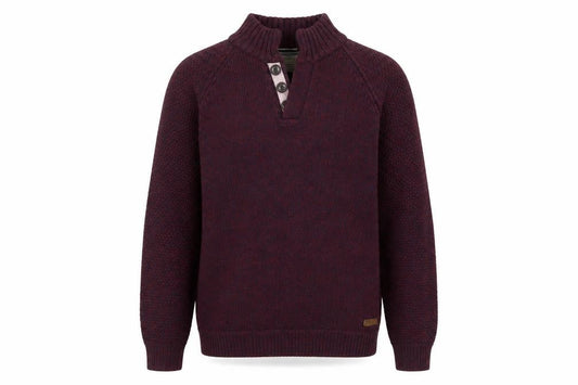 Burton Mens Purple V-Neck Acrylic Henley Jumper Size M Long Sleeve