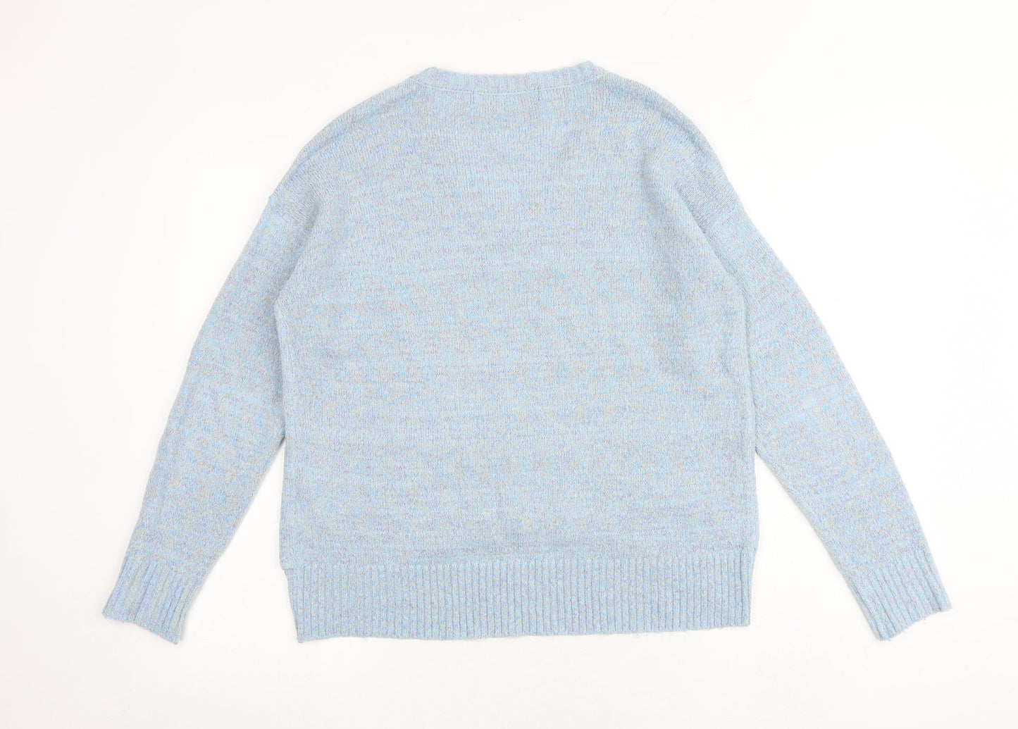 VERO MODA Womens Blue V-Neck Acrylic Pullover Jumper Size XS