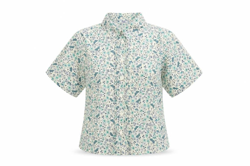 EWM Womens Multicoloured Floral Polyester Basic Button-Up Size 10 Collared