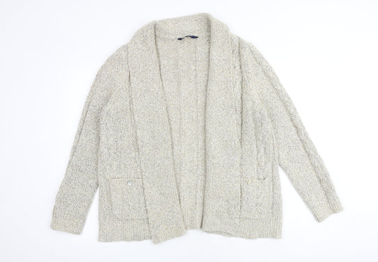 Maine Womens Beige V-Neck Acrylic Cardigan Jumper Size 14