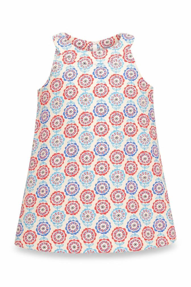 Mini Club Girls Multicoloured Geometric 100% Cotton Shift Size 5-6 Years Boat Neck Button