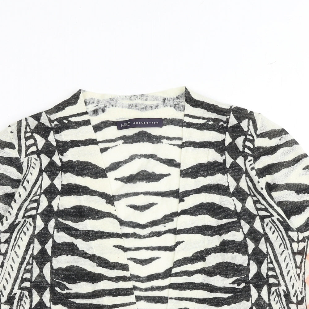 Marks and Spencer Womens Multicoloured V-Neck Animal Print Acrylic Cardigan Jumper Size 8 - Zebra Print