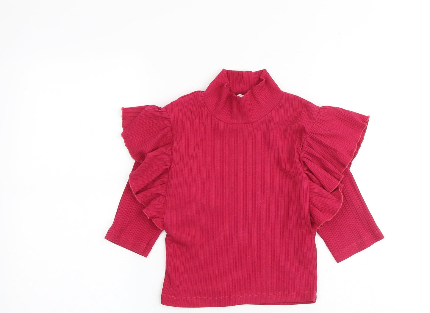 Zara Womens Pink Cotton Cropped Blouse Size S Mock Neck