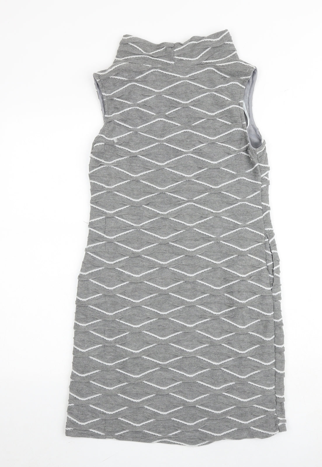 Apricot Womens Grey Geometric Polyester A-Line Size S Cowl Neck Pullover