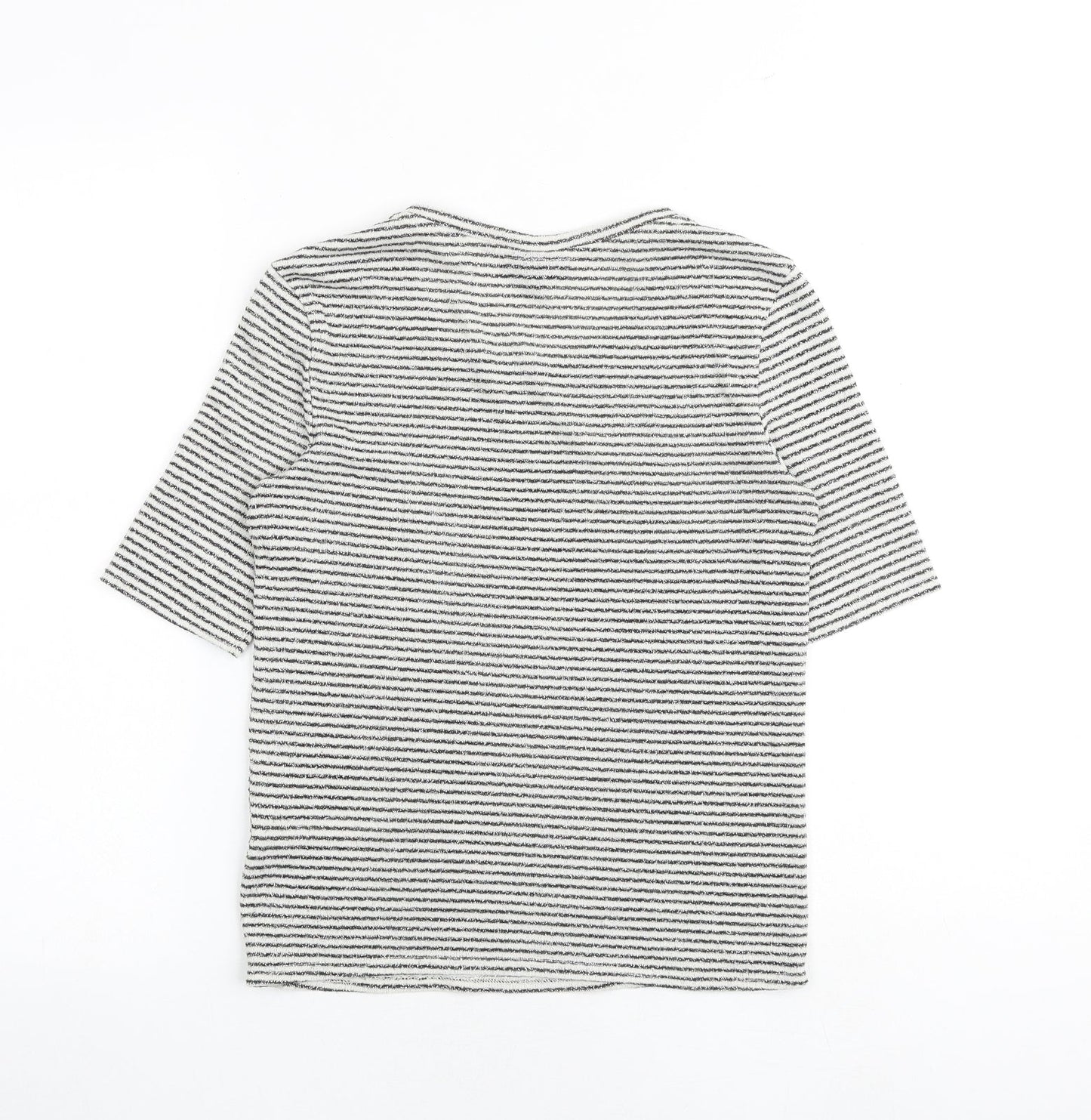 Topshop Womens Multicoloured Striped Cotton Basic T-Shirt Size 10 Round Neck