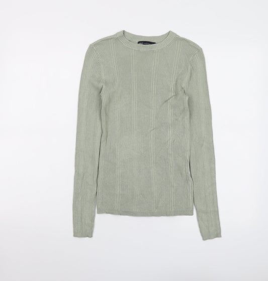 Marks and Spencer Womens Green Round Neck Viscose Pullover Jumper Size 8