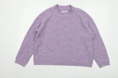 Additional front view of Only women’s purple mock neck acrylic jumper, size M