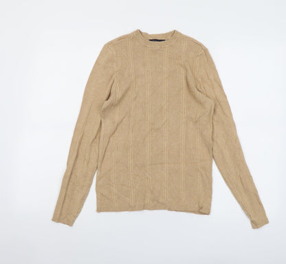 Marks & Spencer Womens Beige Round Neck Viscose Pullover Jumper Size M